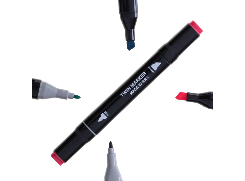 Obojstranné liehové fixy v púzdre 80 ks + stojan