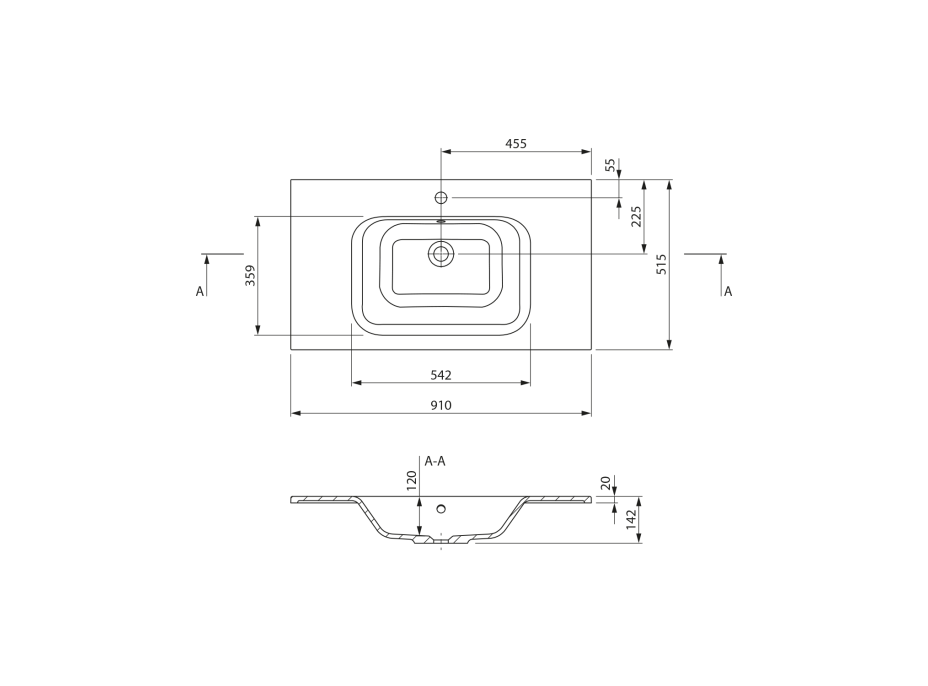 Sapho ARECA umývadlo, liaty mramor, 91x51, 5cm, biela AC091