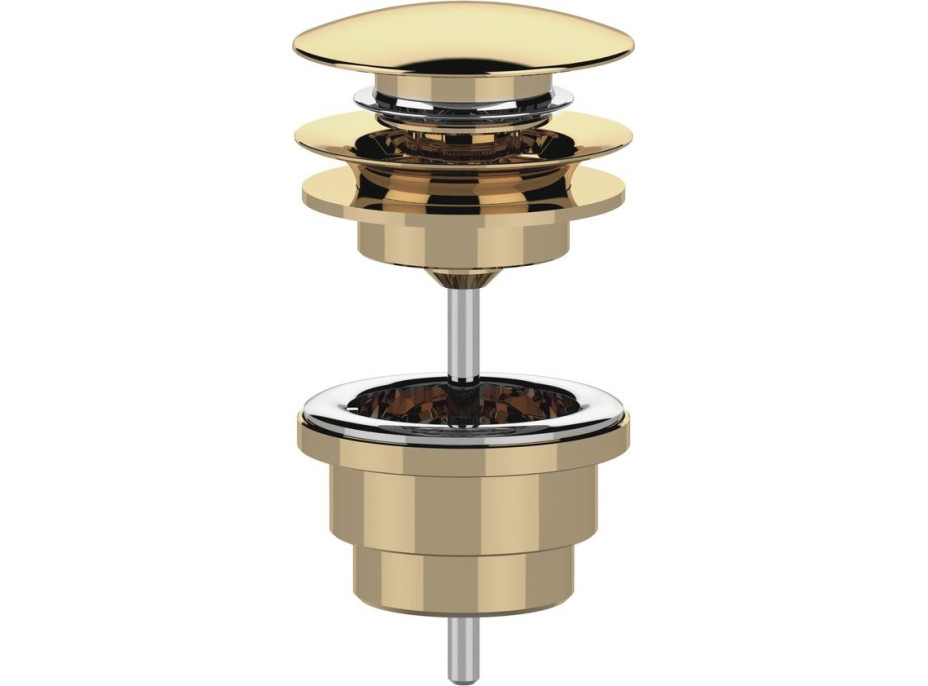 Sapho Umývadlová výpusť 5/4“, click-clack, veľká zátka, 10-65mm, zlato CV100217