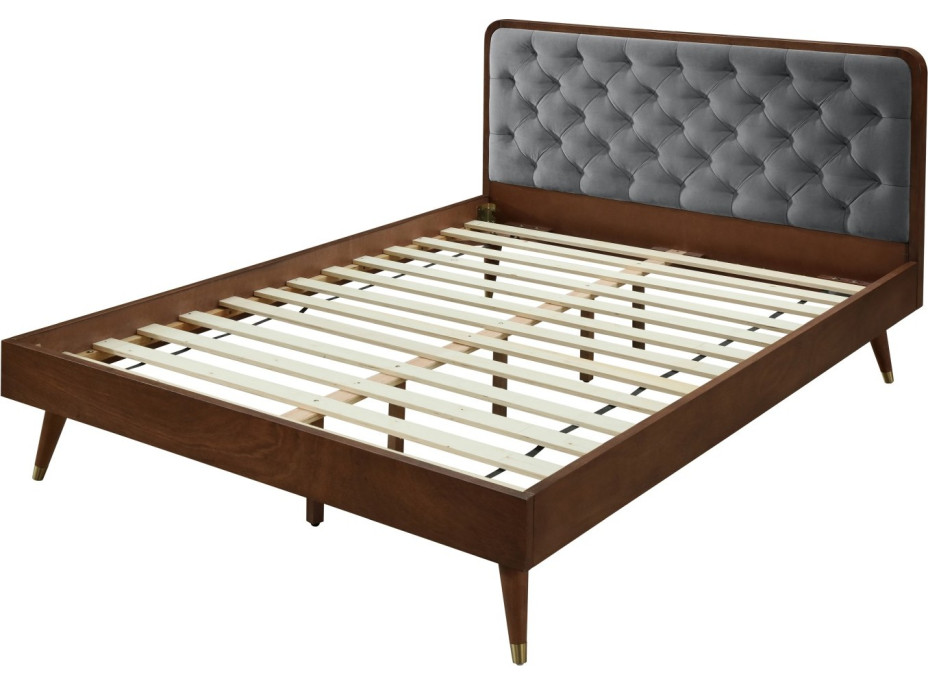 Čalúnená posteľ CHARLEY 200x140 cm - šedá/orech