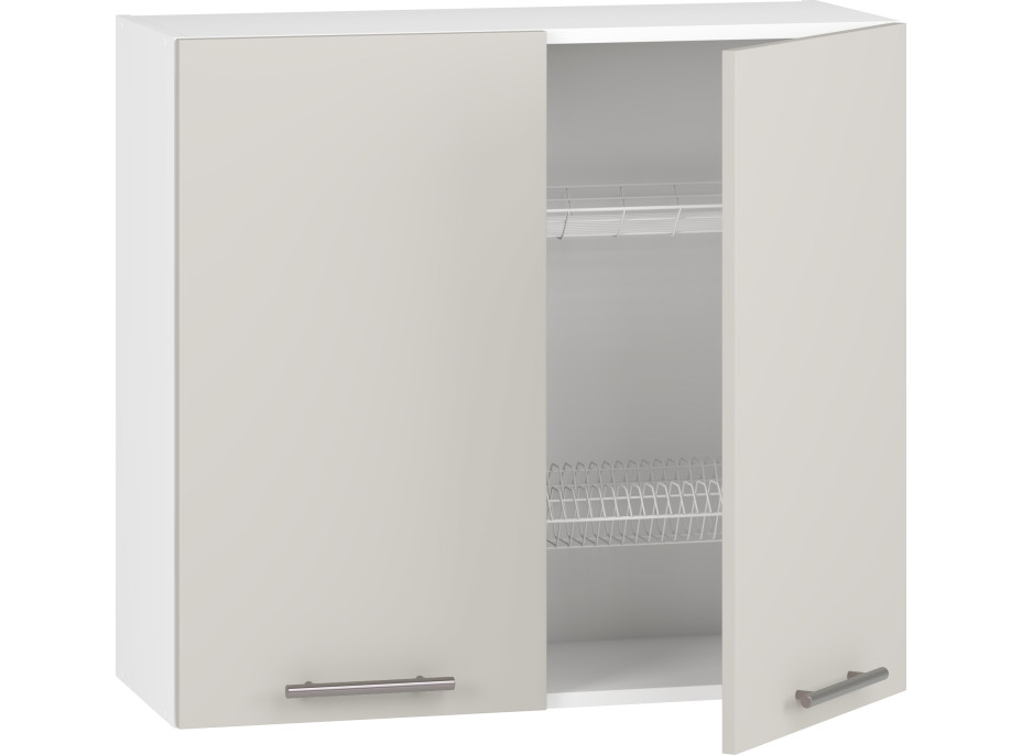 Závesná kuchynská skrinka VITO s priehradkou na tanieriky - 80x72x30 cm - kašmírová lesklá