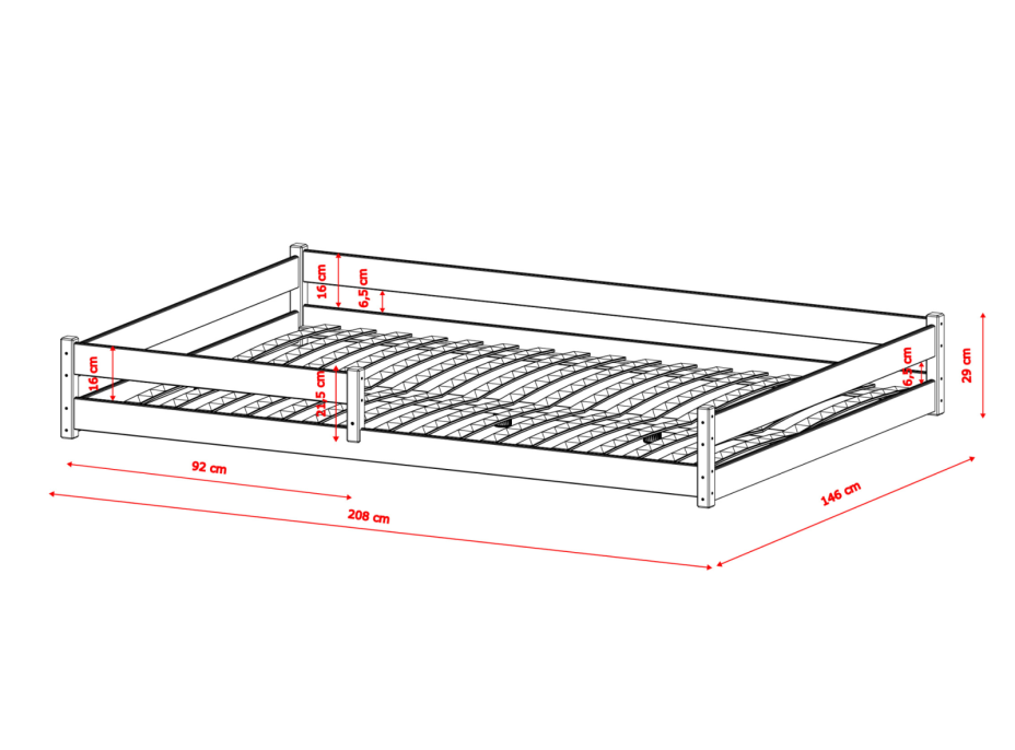 Detská Montessori posteľ z masívu borovice ALICE - 200x140 cm - PRÍRODNÁ