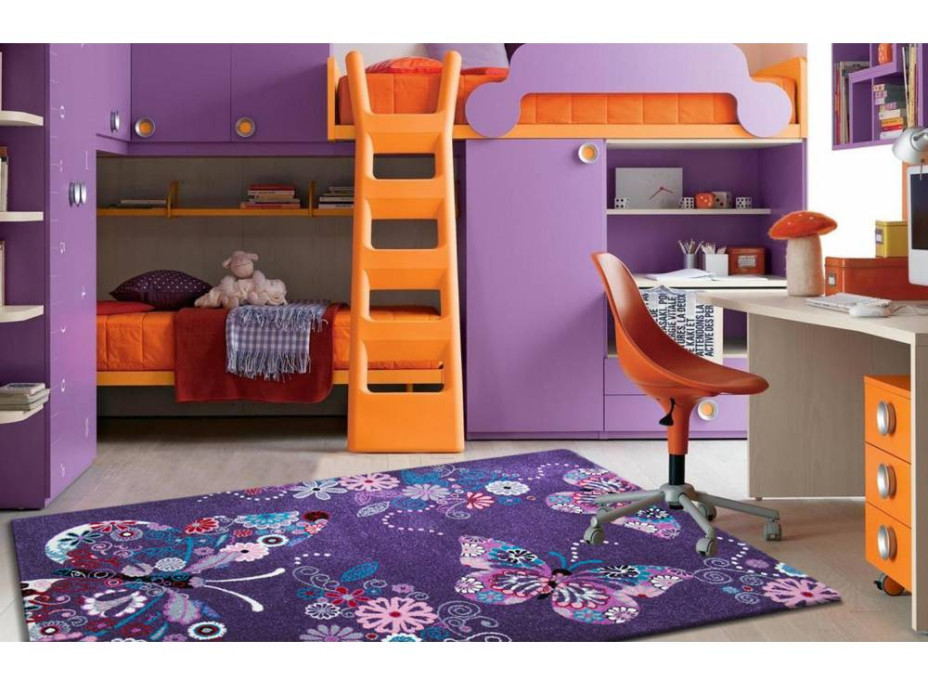 Detský koberec Motýliky - fialový