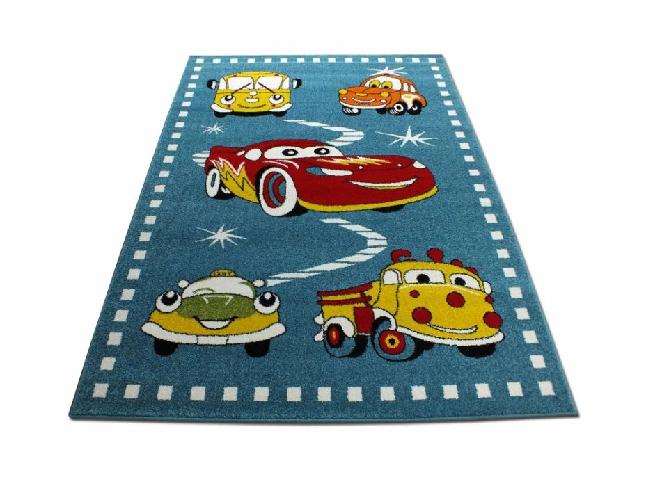 Detský koberec Autíčka - modrý