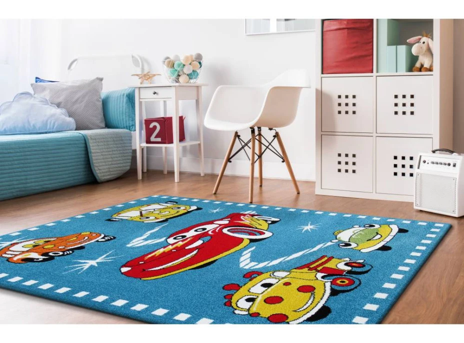 Detský koberec Autíčka - modrý