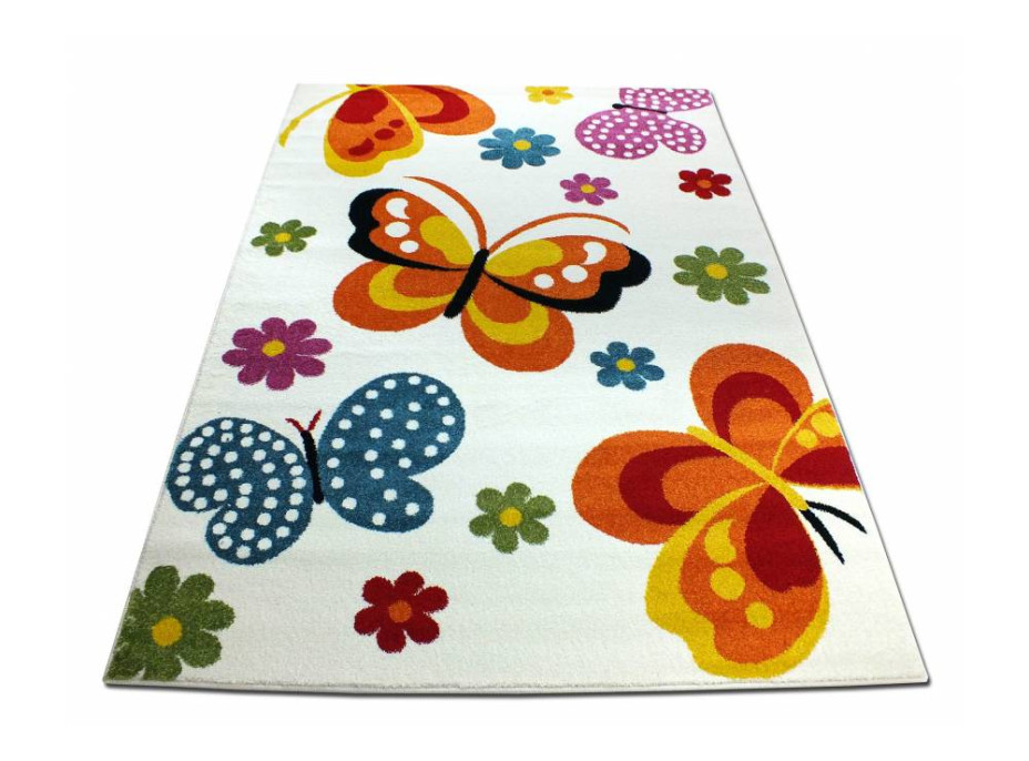 Detský koberec Farební motýle - krémový