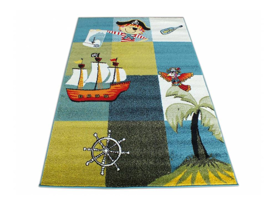 Detský koberec Pirátska loď - modrý