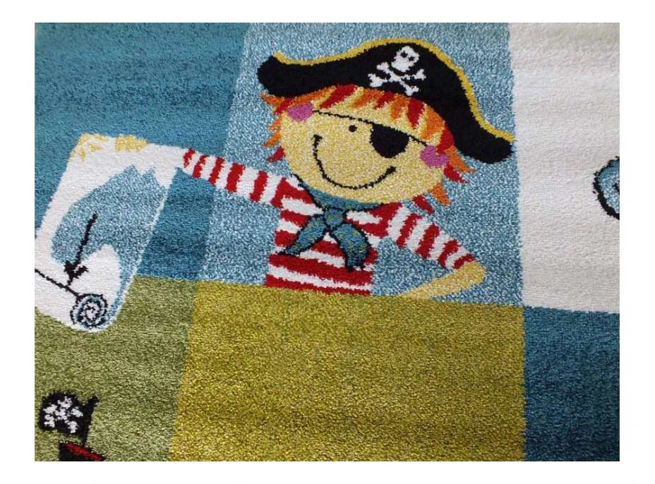 Detský koberec Pirátska loď - modrý