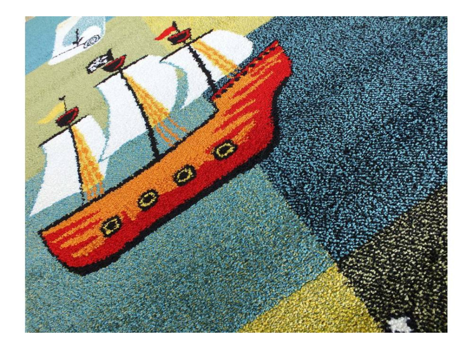 Detský koberec Pirátska loď - modrý