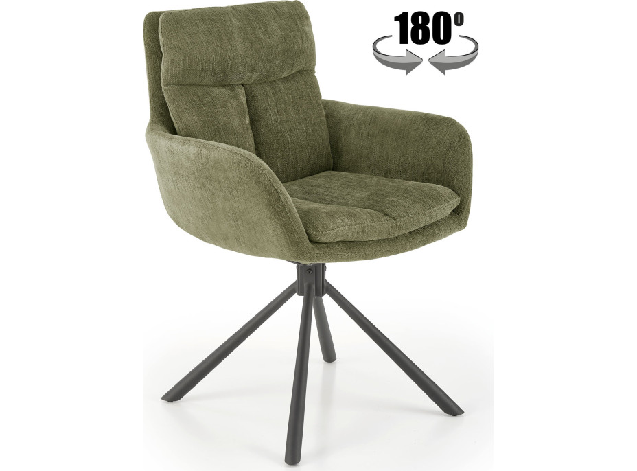 Jedálenské otočné kresielko HAYES - olivovo zelené