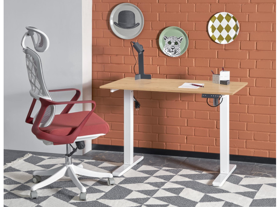 Písací stôl KEVIN s nastaviteľnou výškou - dub artisan/čierny