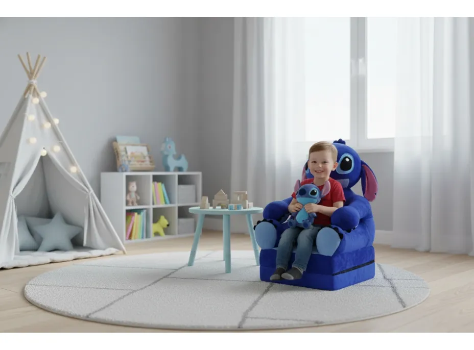 Detské plyšové rozkladacie kresielko LEO