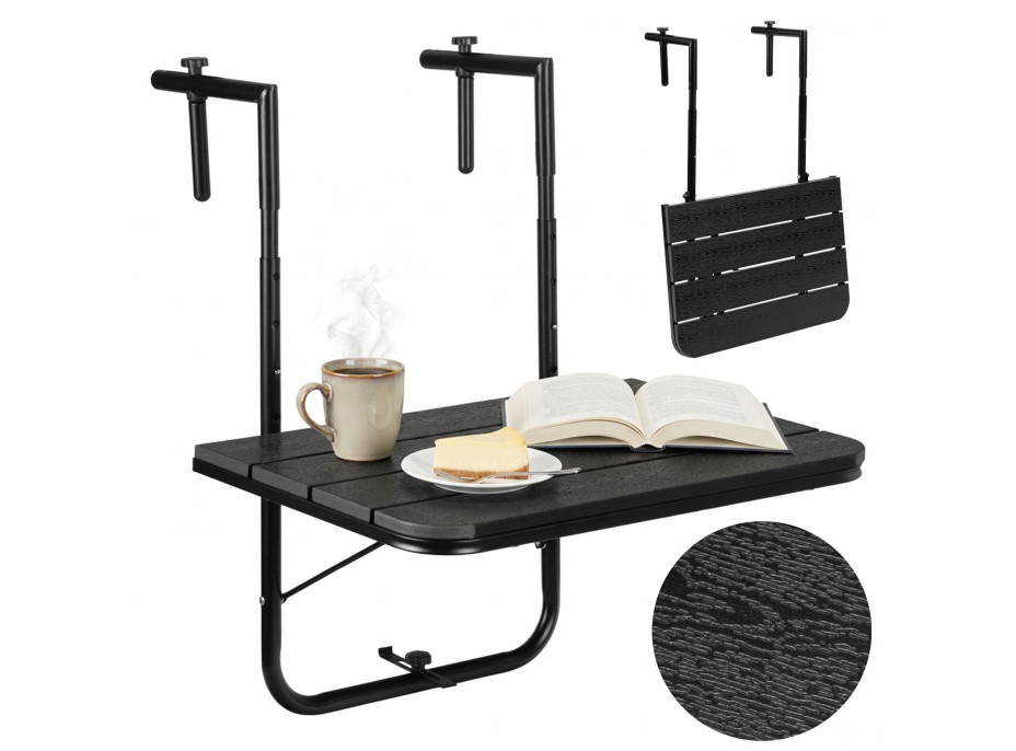 Závesný stolík na balkón ARETTO - čierny