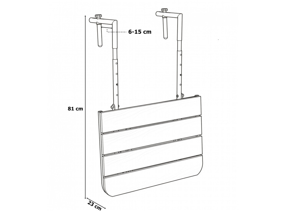 Závesný stolík na balkón ARETTO - čierny