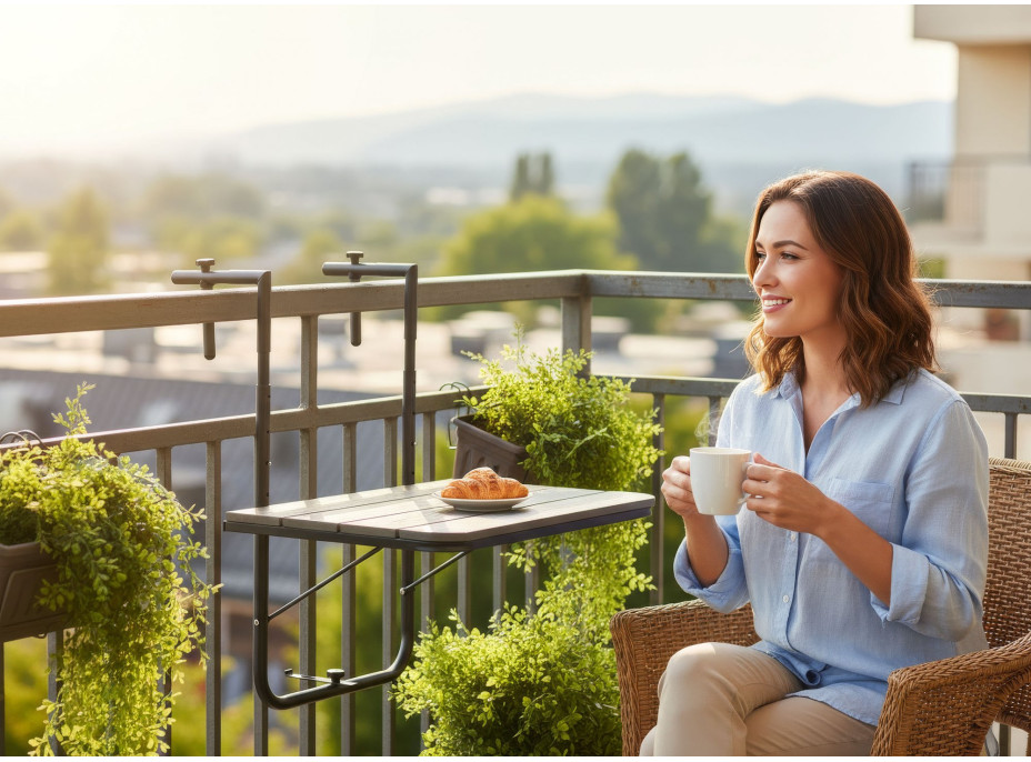 Závesný stolík na balkón ARETTO - šedý