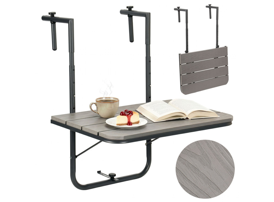 Závesný stolík na balkón ARETTO - šedý