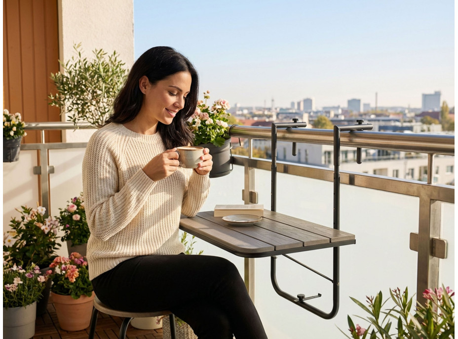 Závesný stolík na balkón ARETTO - šedý