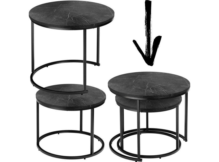 Konferenčný stolík GALEN SMALL - grafitový mramor/čierny