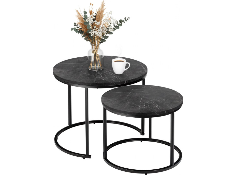 Konferenčný stolík GALEN SMALL - grafitový mramor/čierny
