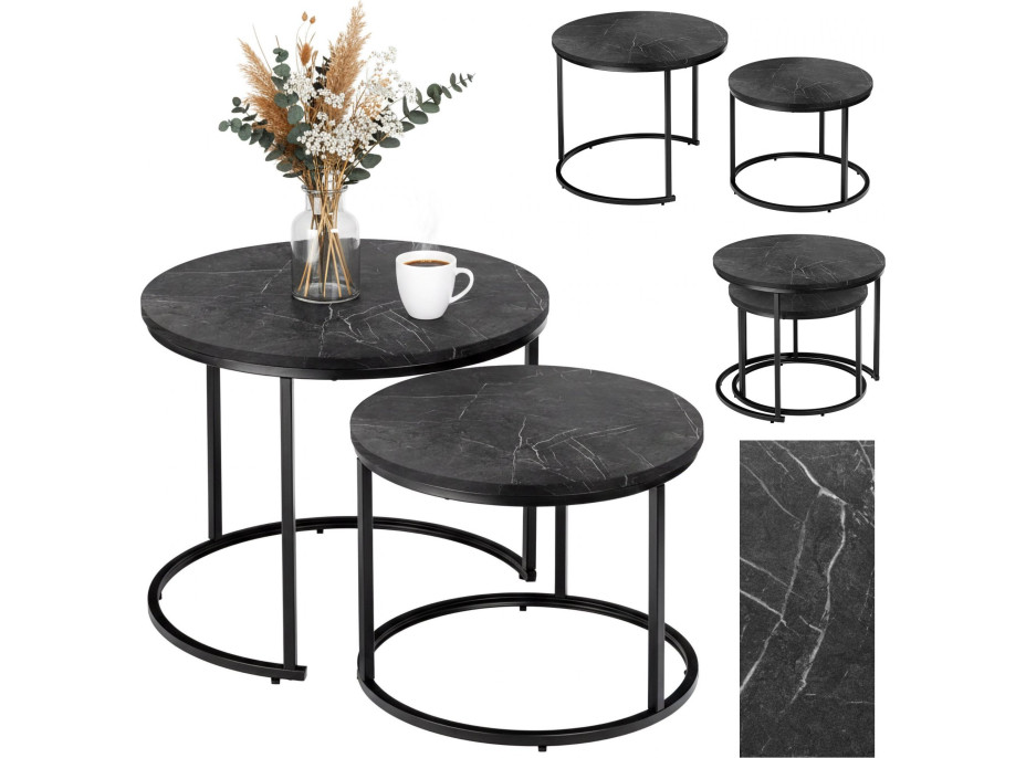 Konferenčný stolík GALEN SMALL - grafitový mramor/čierny