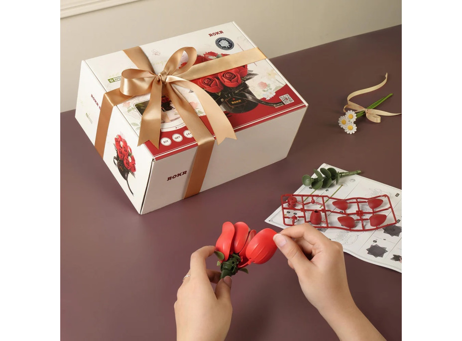 RoboTime 3D skladačka Kytica červených ruží