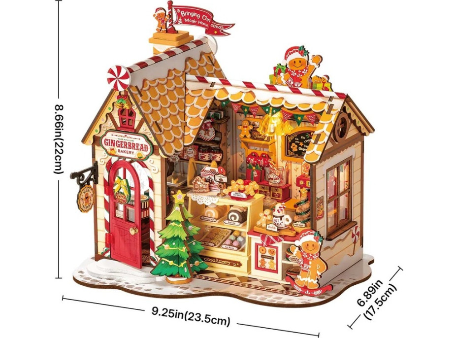 RoboTime 3D drevená skladačka Miniatúra domčeka Perníková chalúpka