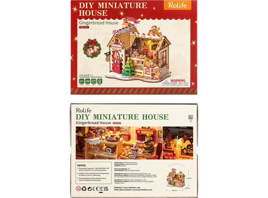 RoboTime 3D drevená skladačka Miniatúra domčeka Perníková chalúpka