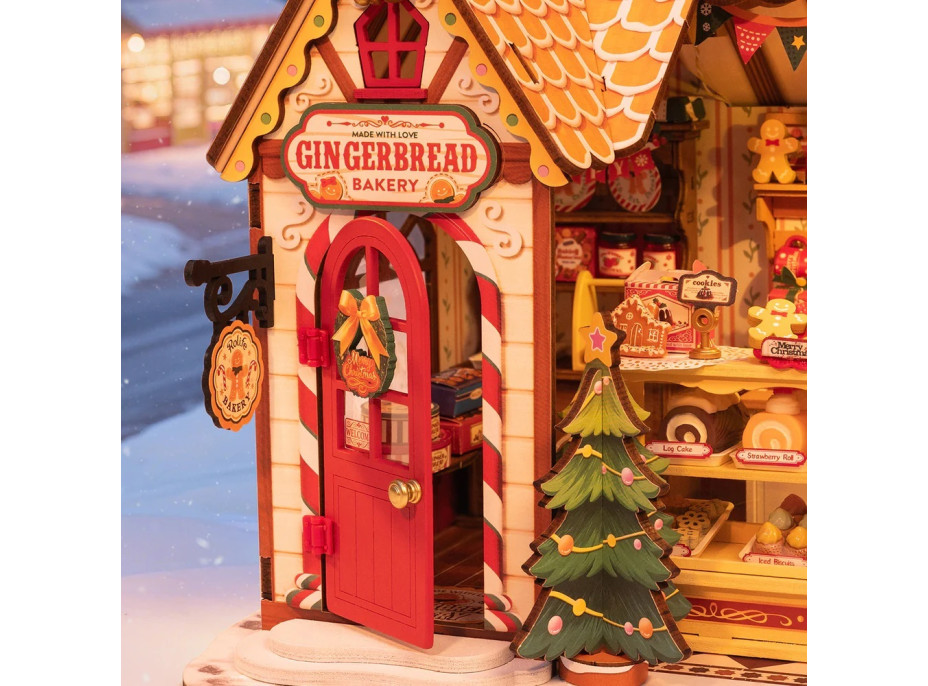 RoboTime 3D drevená skladačka Miniatúra domčeka Perníková chalúpka