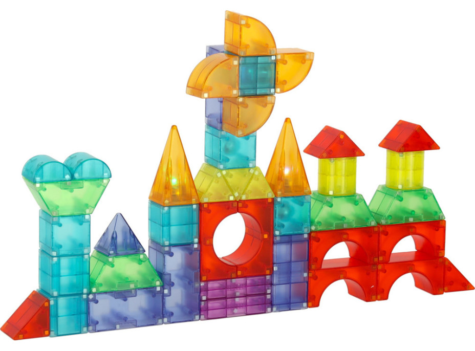 Svietiaca LED magnetická 3D stavebnica - 134 prvkov