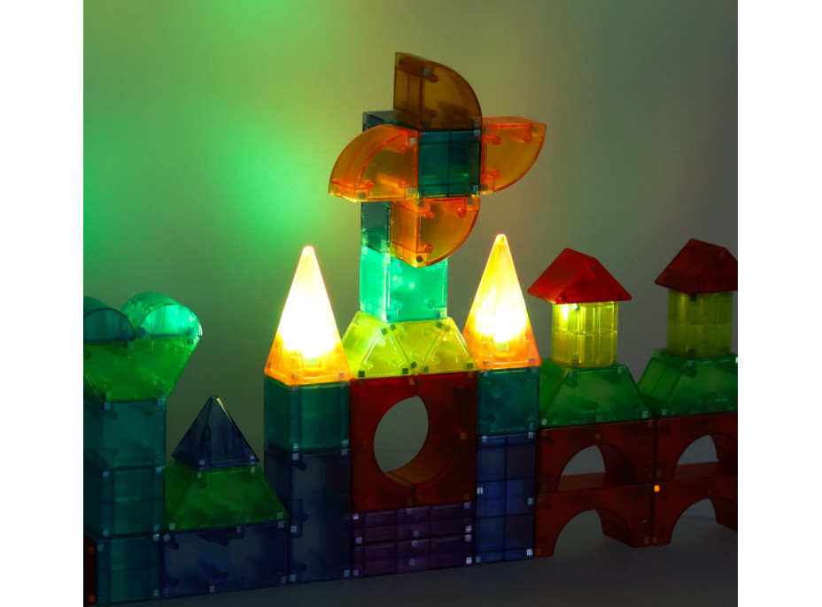 Svietiaca LED magnetická 3D stavebnica - 134 prvkov