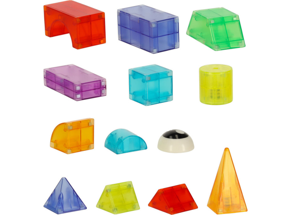 Svietiaca LED magnetická 3D stavebnica - 64 prvkov