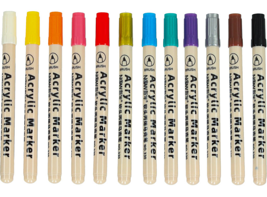 Akrylové vodeodolné DIY popisovače - 12 ks