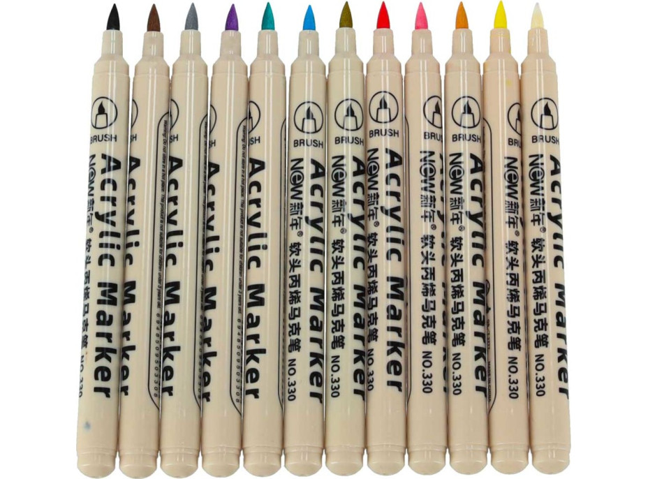 Akrylové vodeodolné DIY popisovače - 12 ks