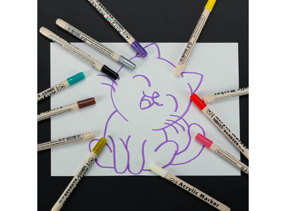 Akrylové vodeodolné DIY popisovače - 12 ks