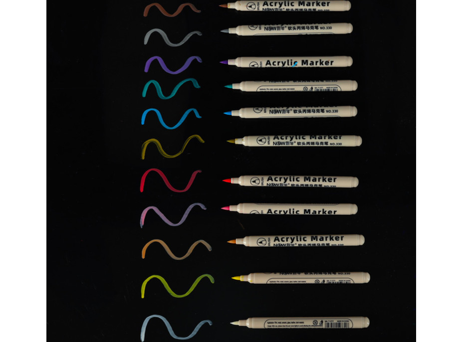 Akrylové vodeodolné DIY popisovače - 12 ks