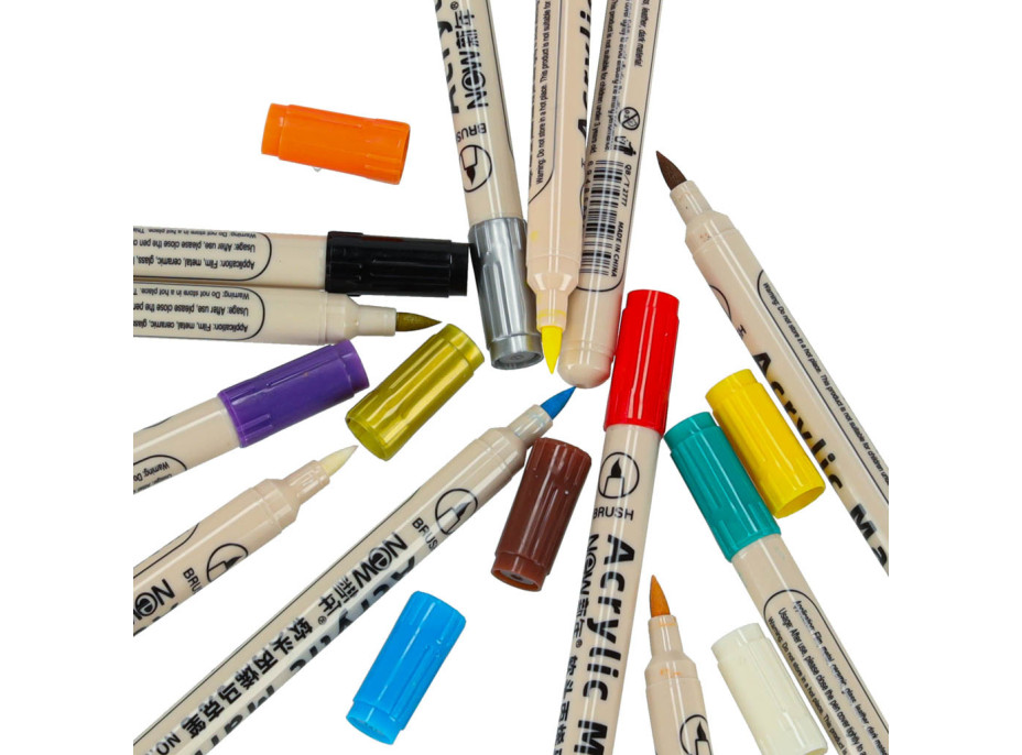 Akrylové vodeodolné DIY popisovače - 12 ks