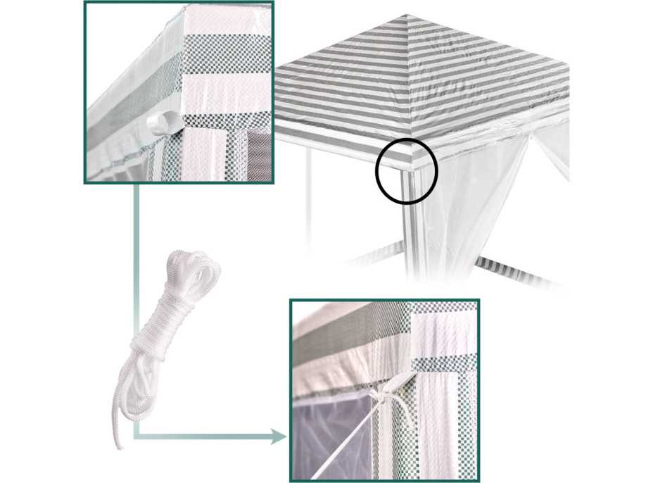 Záhradný altánok s moskytiérou 3x3 m - biely