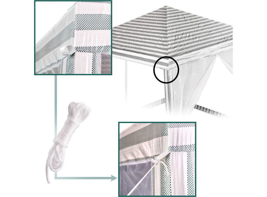 Záhradný altánok s moskytiérou 3x3 m - biely