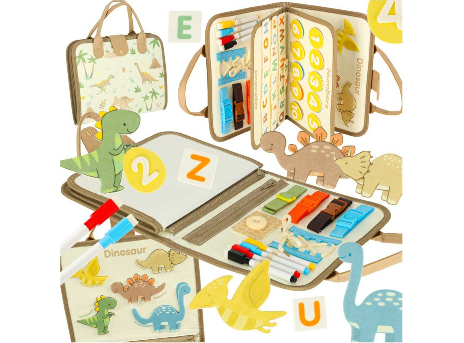 Zmyslový manipulačný Montessori kufrík - Dinosaur