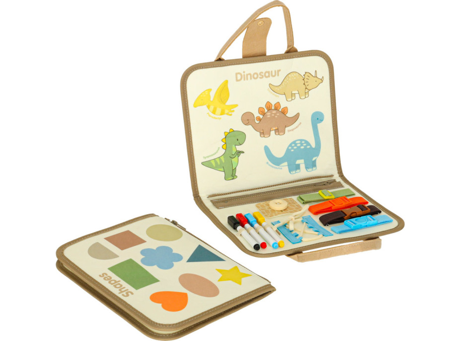 Zmyslový manipulačný Montessori kufrík - Dinosaur