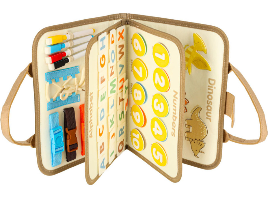 Zmyslový manipulačný Montessori kufrík - Dinosaur