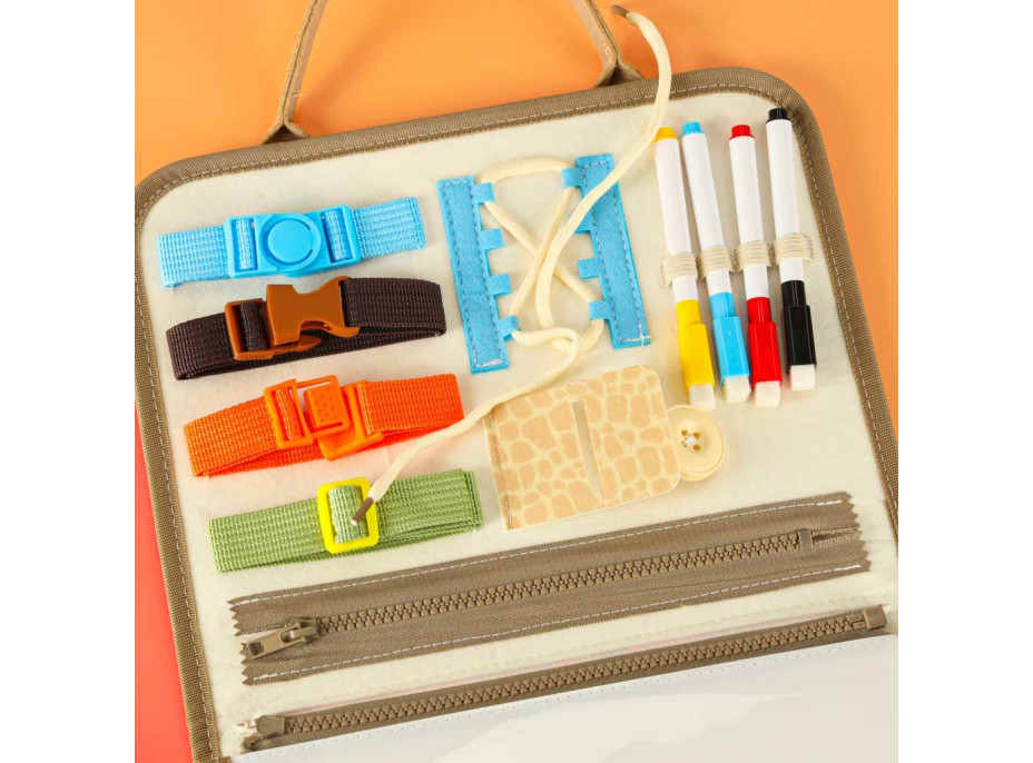 Zmyslový manipulačný Montessori kufrík - Dinosaur