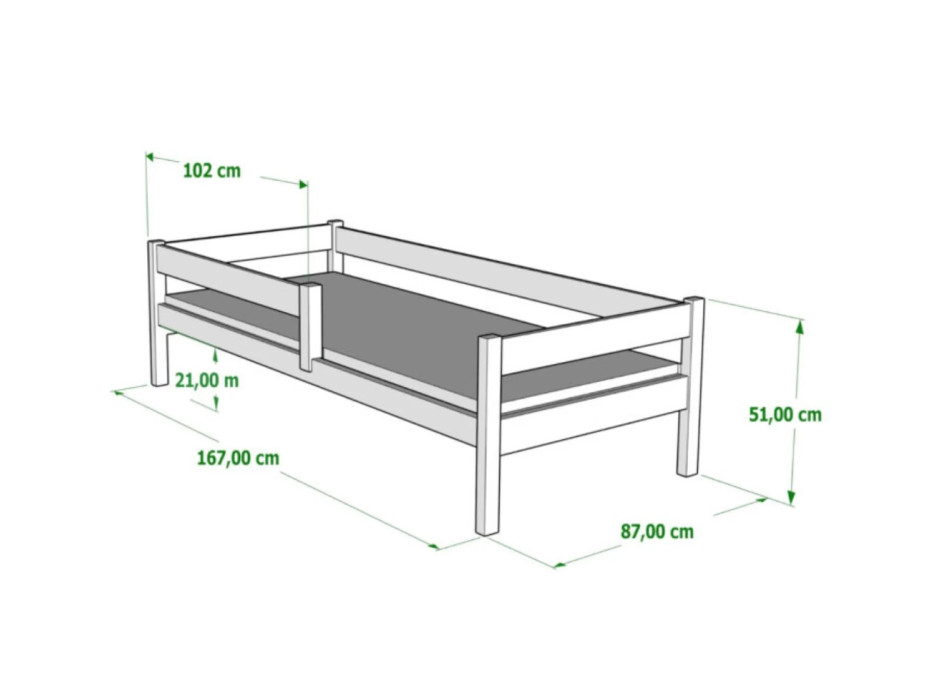 Detská posteľ z masívu PAVLÍK 2 - 160x80 cm