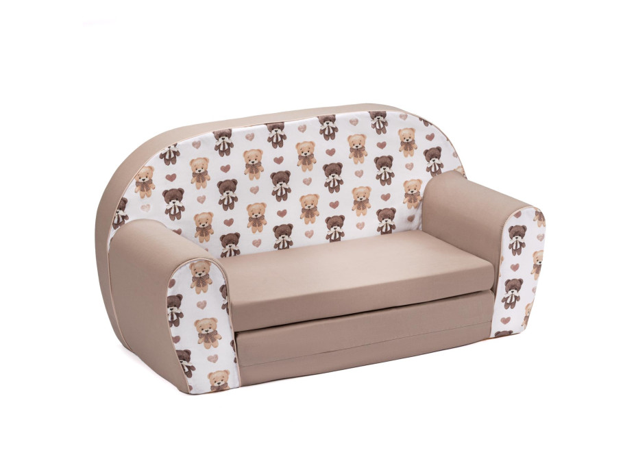 Detská rozkladacia JUNIOR pohovka Medvedíky - biela/hnedá