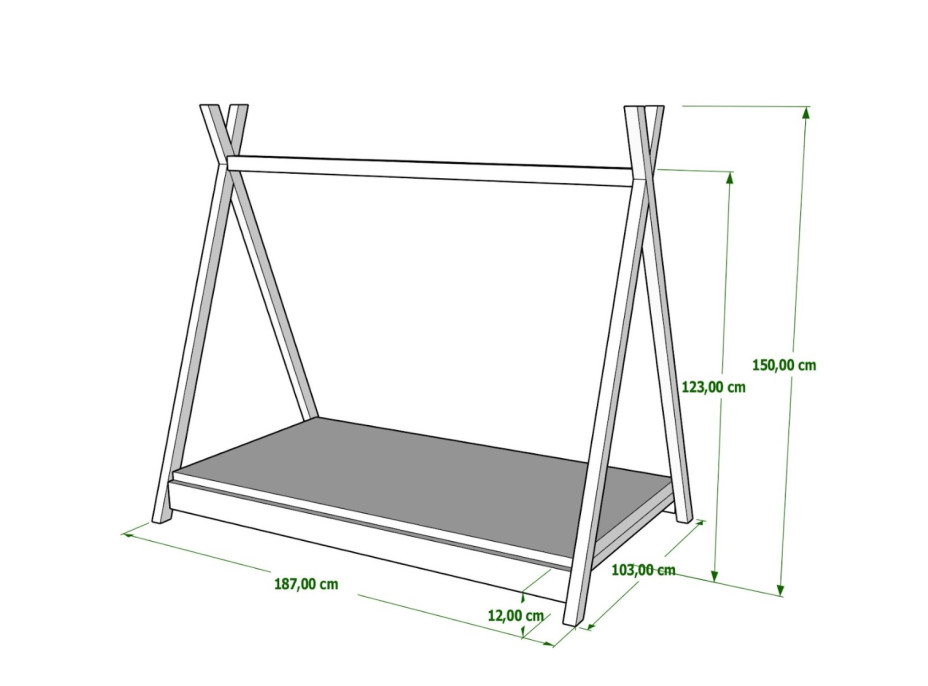 Detská posteľ TEEPEE SAM - 180x90 cm - 10 farieb