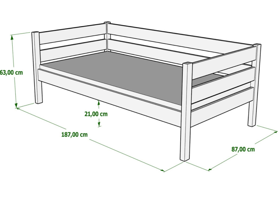 Detská posteľ z masívu KARAS 2 - 180x80 cm