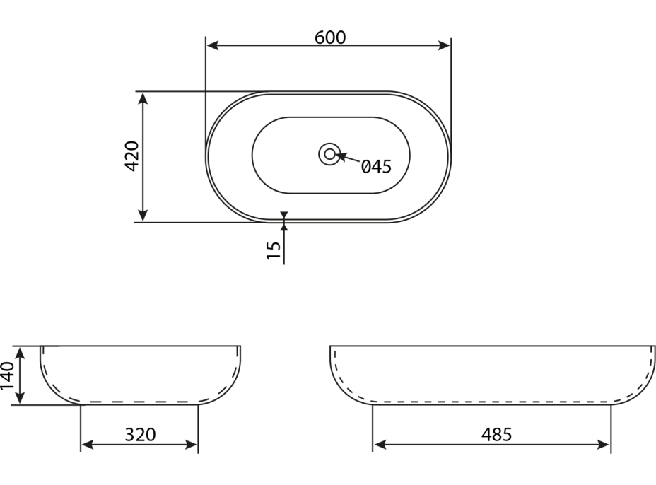 Sapho CALEO keramické umývadlo na dosku, 60x42cm, portoro mramor CA590PT