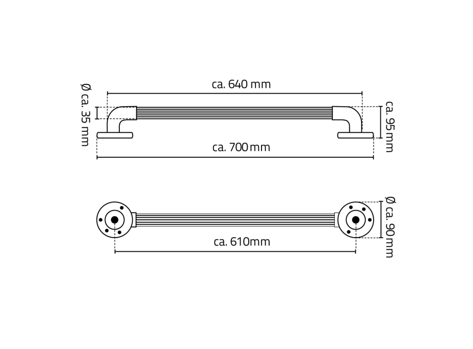 Ridder Pevnostné madlo plastové, 600mm, čierna A1016010