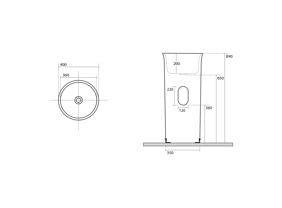 Kerasan THE NEW YORKER keramické umývadlo voľne stojace k stene, 40x89x40cm, biela 564501