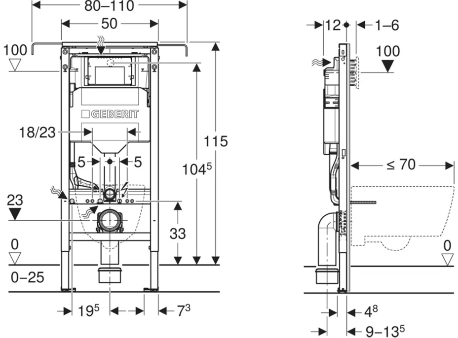 Geberit GEBERIT DUOFIX podomietková nádržka Sigma 12cm, pre napojenie do bočnej steny 111.355.00.6